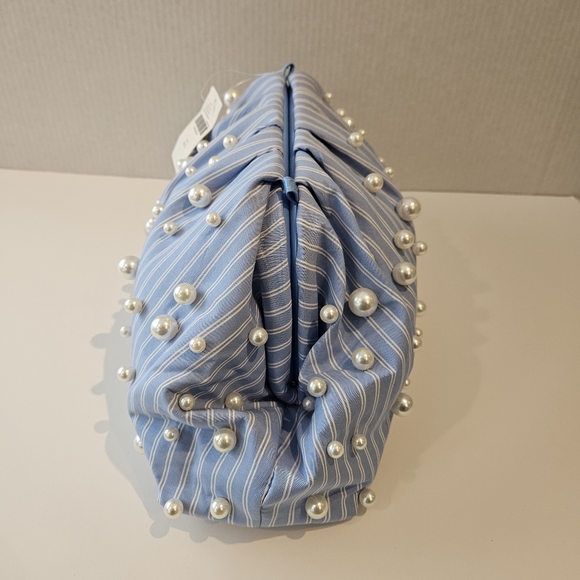 Anthropologie Blue Faux Pearl Frankie Clutch Bag NWT - Picture 4 of 10